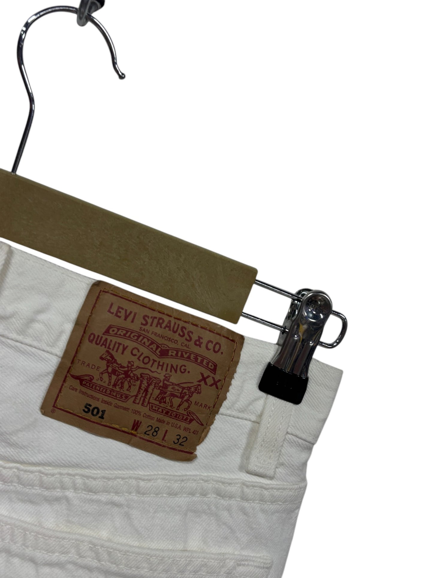 Vintage Levi's Made in USA 501 White Denim Jeans Size 27x31