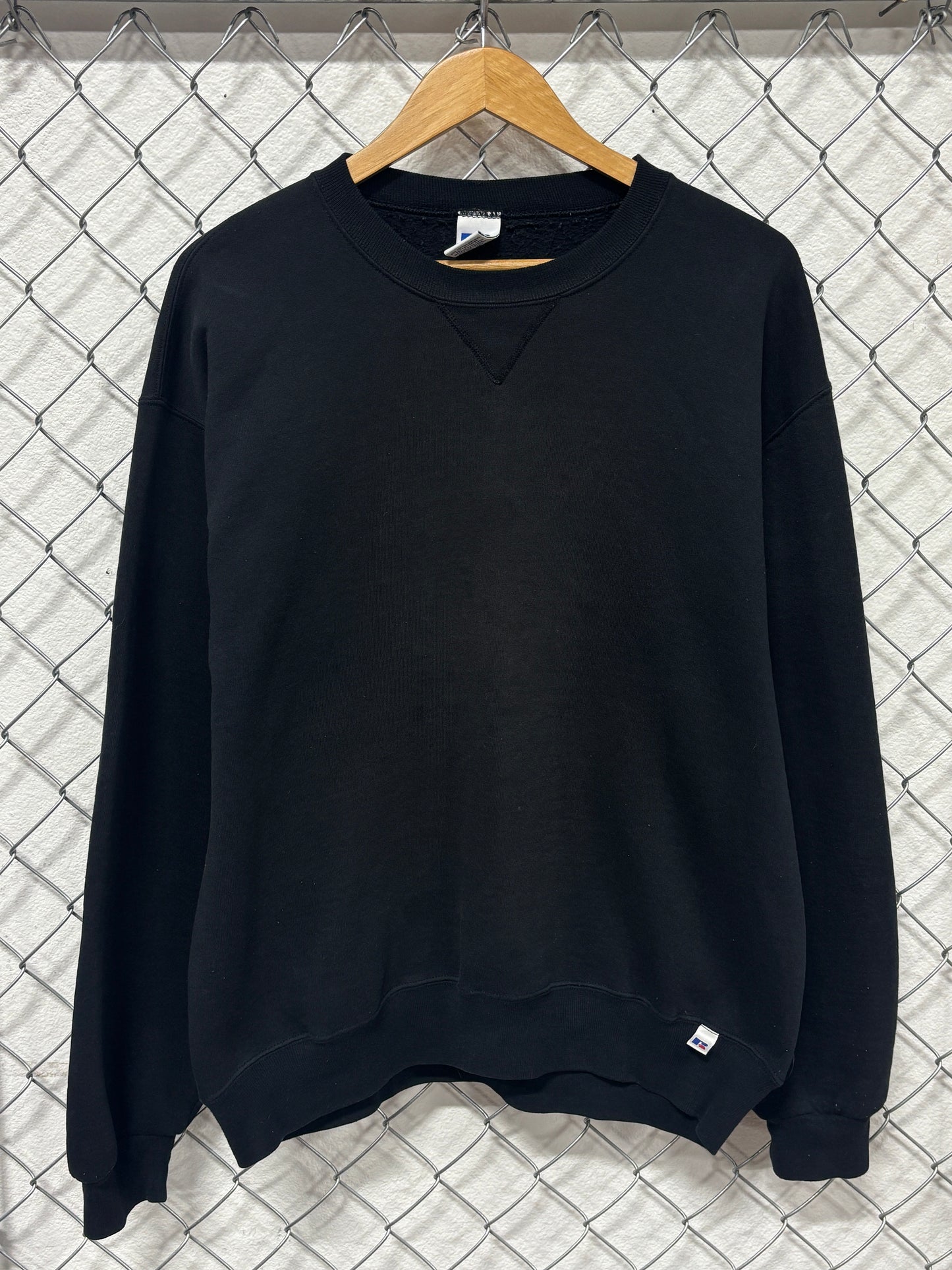Vintage 90's Russell Athletic Black Blank Crewneck Sweater Size Large