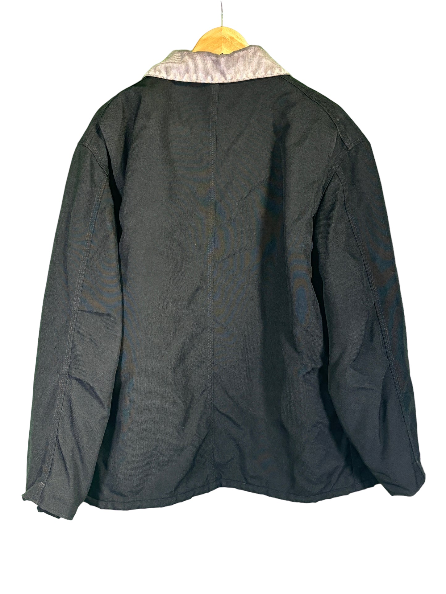 Vintage Carhartt Black Quilt Lined Full Zip Corduroy Collar Jacket Size XL