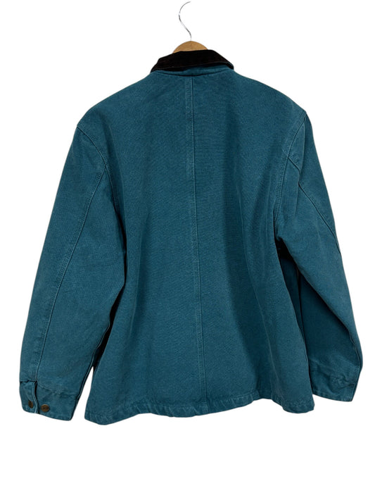 Stussy x Carhartt WIP Teal Blue Blanket Lined Chore Coat Size Large