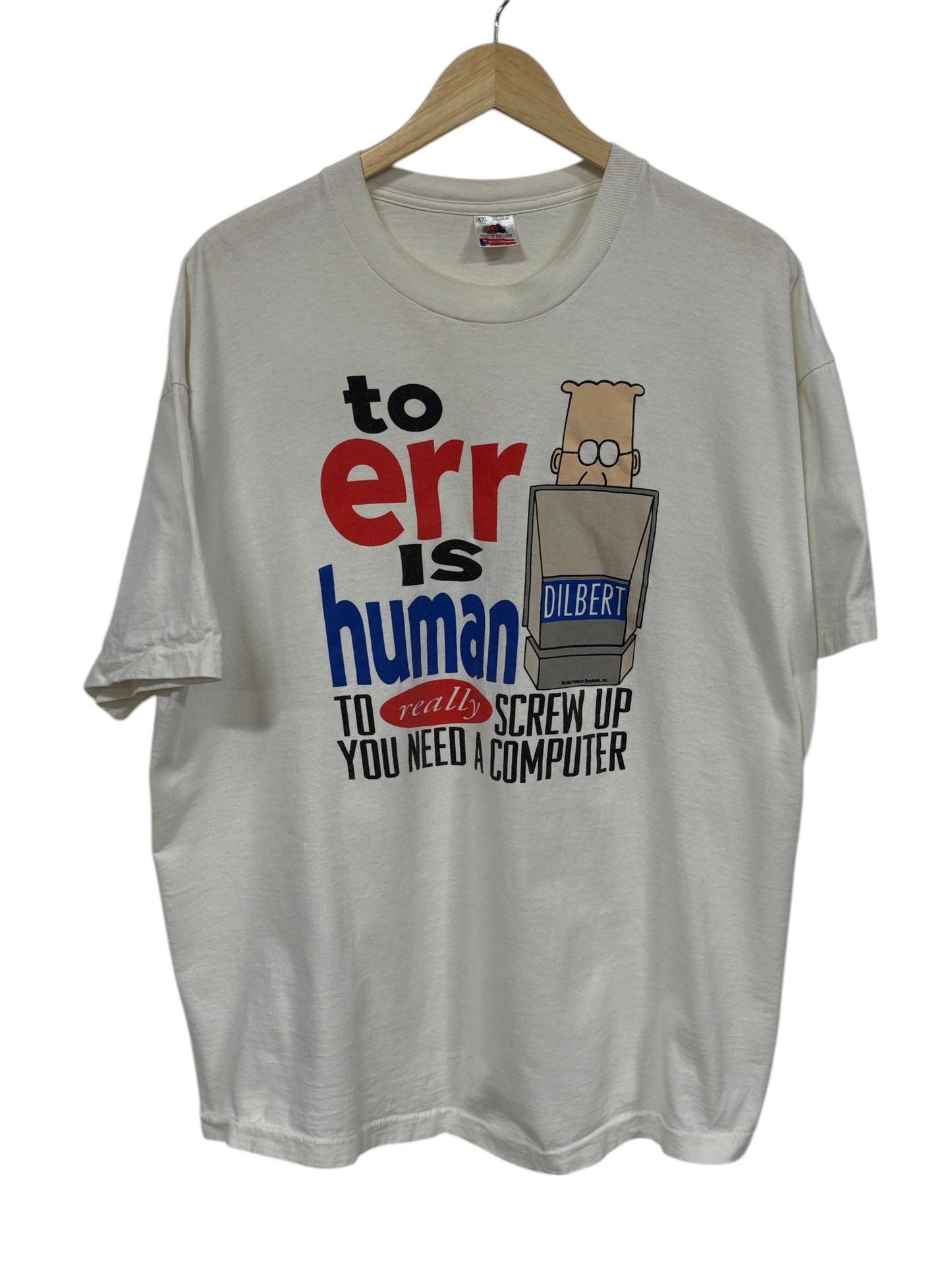 Vintage 90's Dilbert To Err is Human Computer Graphic Tee Size XXL