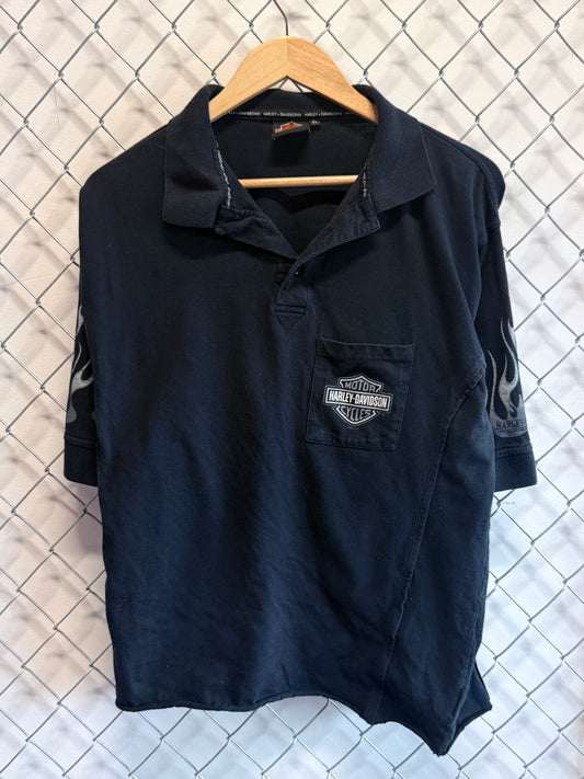 Harley Davidson Black Polo Style Shirt Size XL