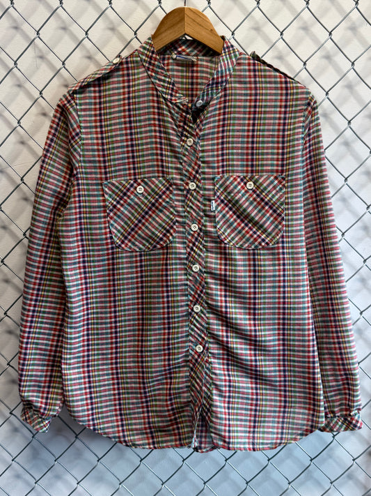 Vintage 90's Levi's Plaid Button Up Western Shirt Size Large