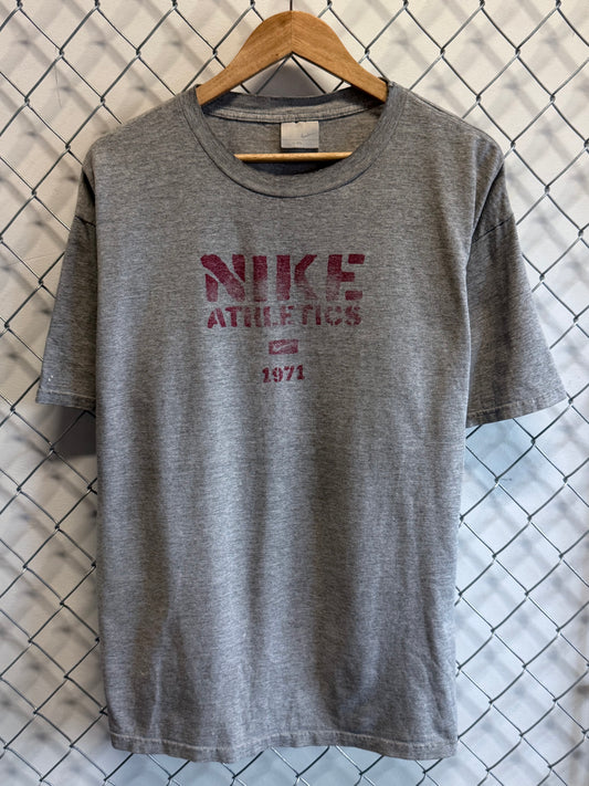 Vintage Y2K Nike Athletics Faded Grey Graphic Tee Size XL