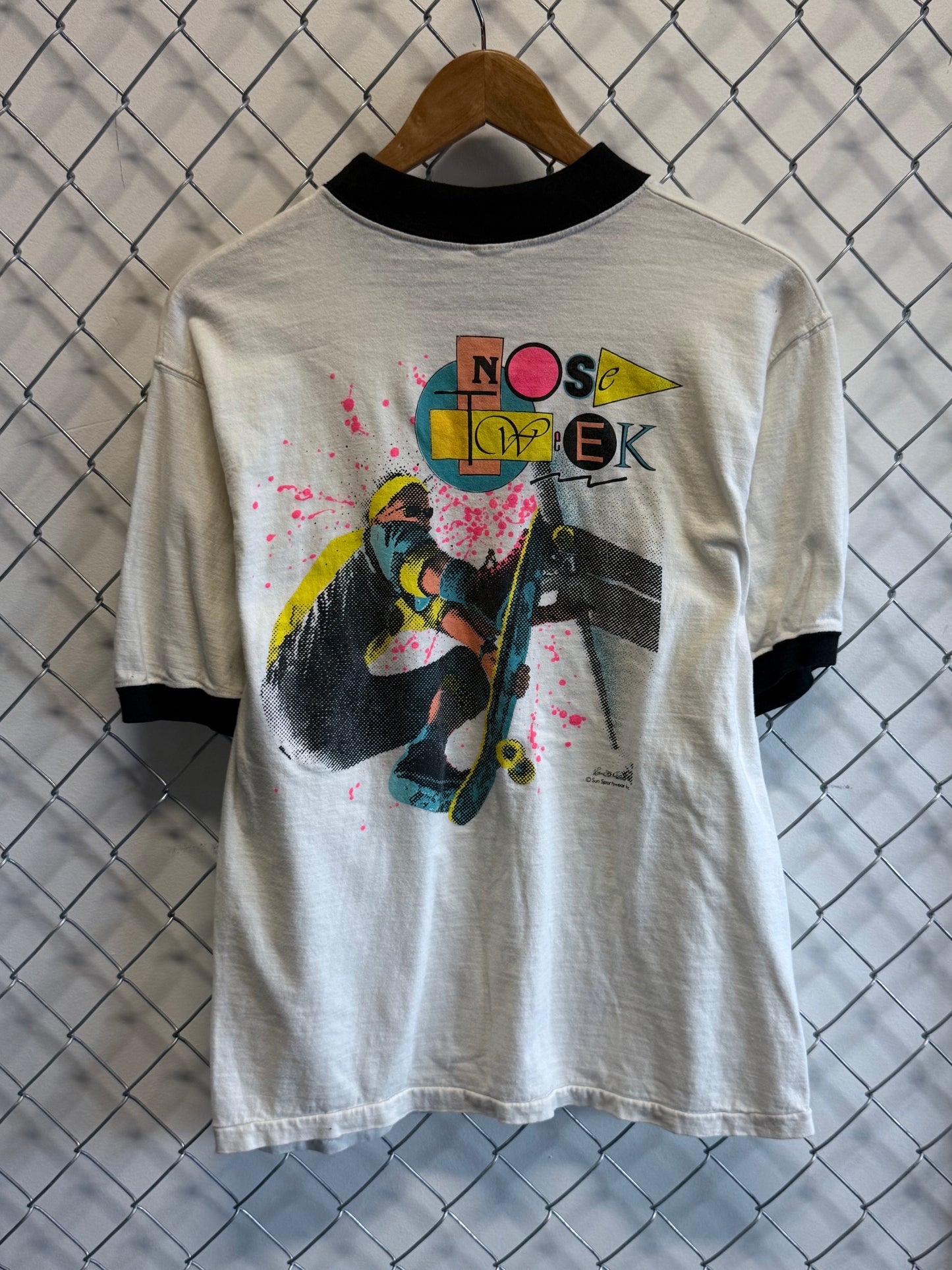 Vintage 80's Nose Tweek Skateboarding Ringer Graphic Tee Size Medium
