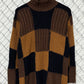 Vintage 90's Mainframe Brown Knit Squares Sweater Size Medium