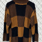 Vintage 90's Mainframe Brown Knit Squares Sweater Size Medium