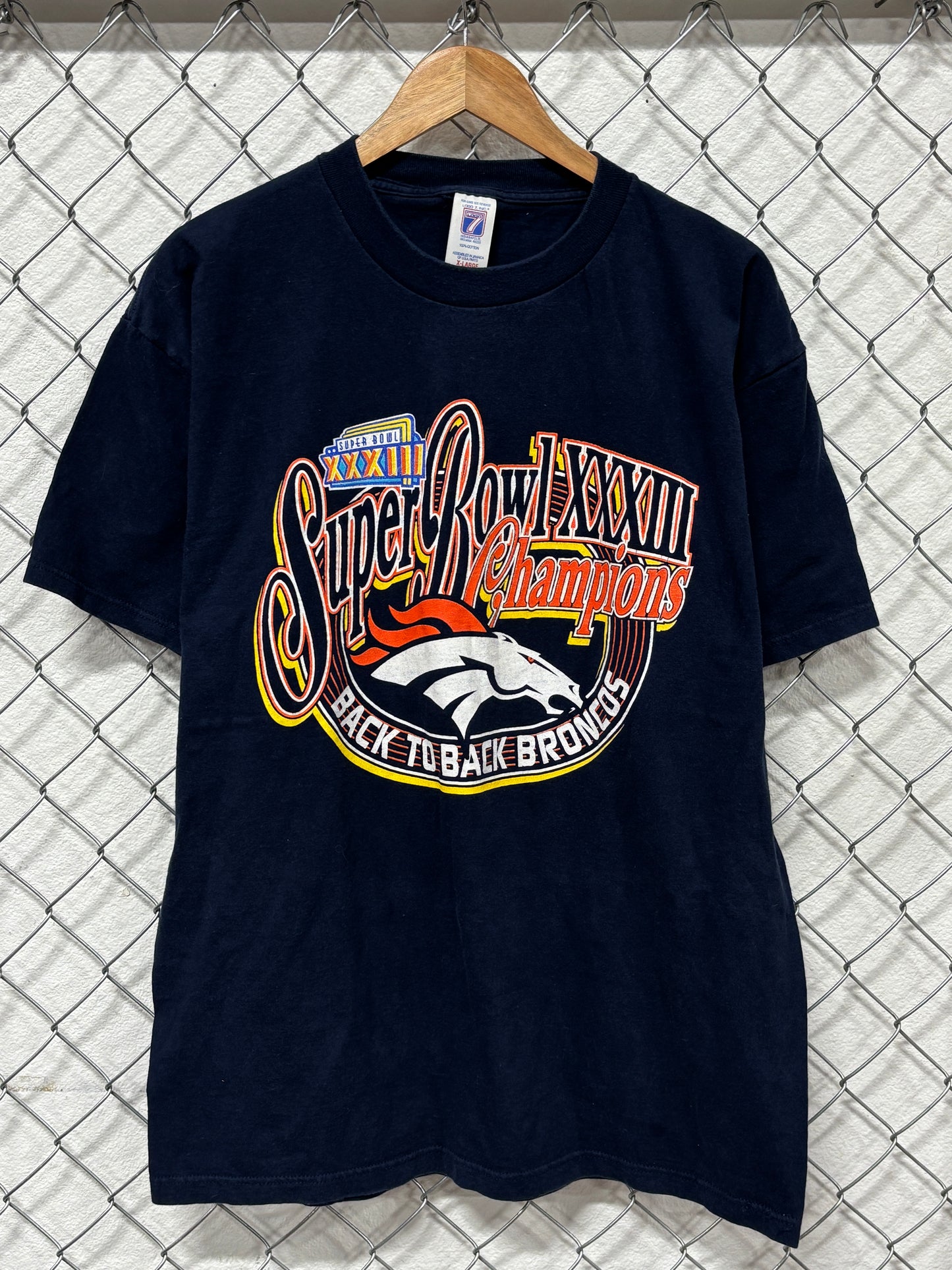 Vintage Denver Broncos Super Bowl 32 Champions Football Tee Size XL