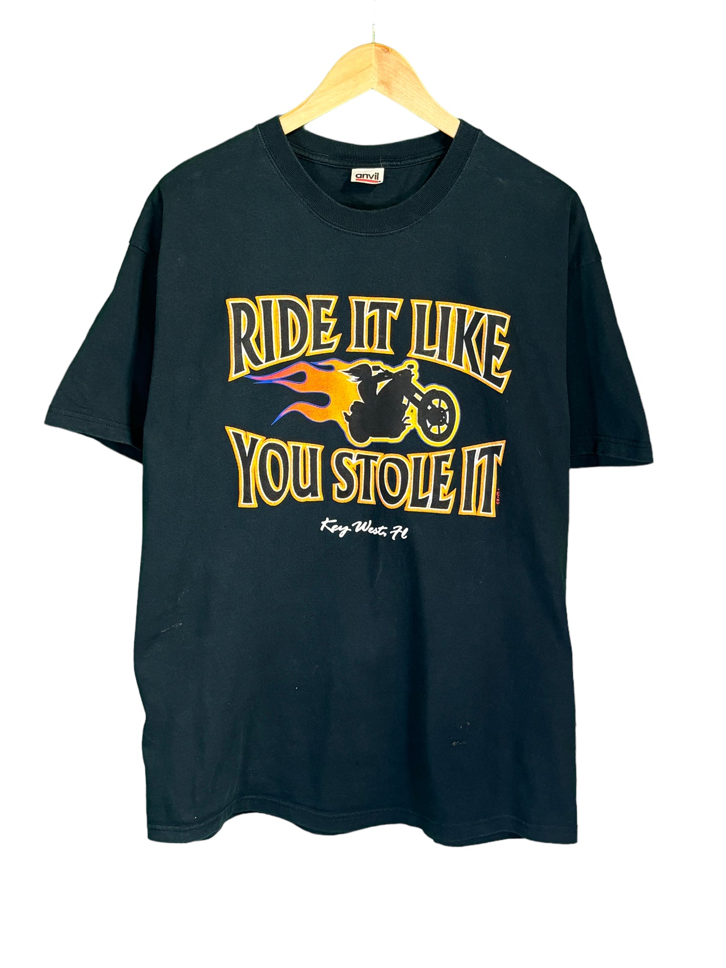 Vintage 00's Ride it Like You Stole it Biker Graphic Tee Size Large