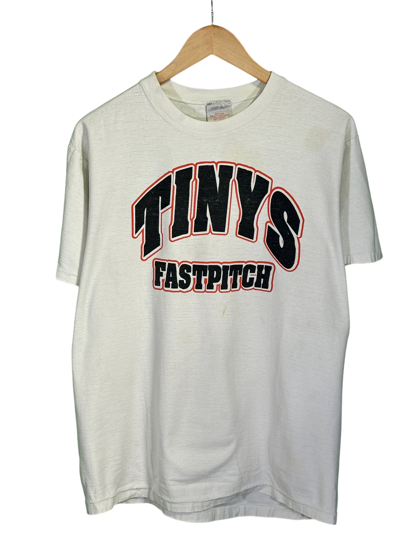 Vintage 90's Oneita Tiny's Fastpitch Baseball Graphic Tee Size Large