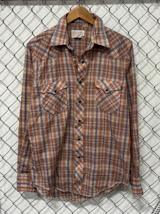 Vintage Wrangler Permanent Press Pearl Snap Western Shirt Size XL
