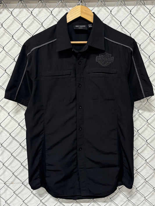 Vintage Harley Davidson Black Mechanic Short Sleeve Shirt Size Medium