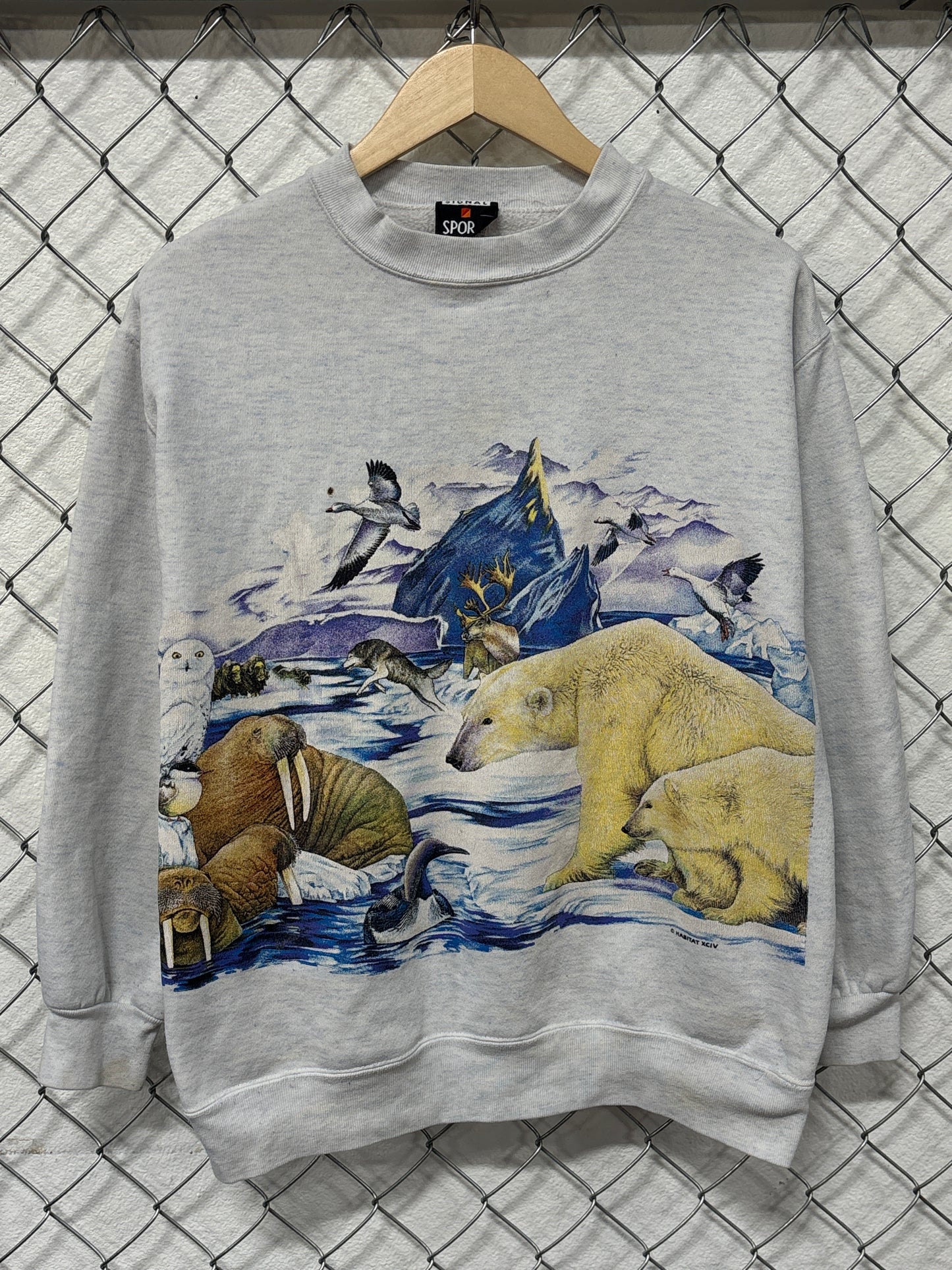 Vintage 90's Arctic Animals Double Sided Nature Sweater Size Medium