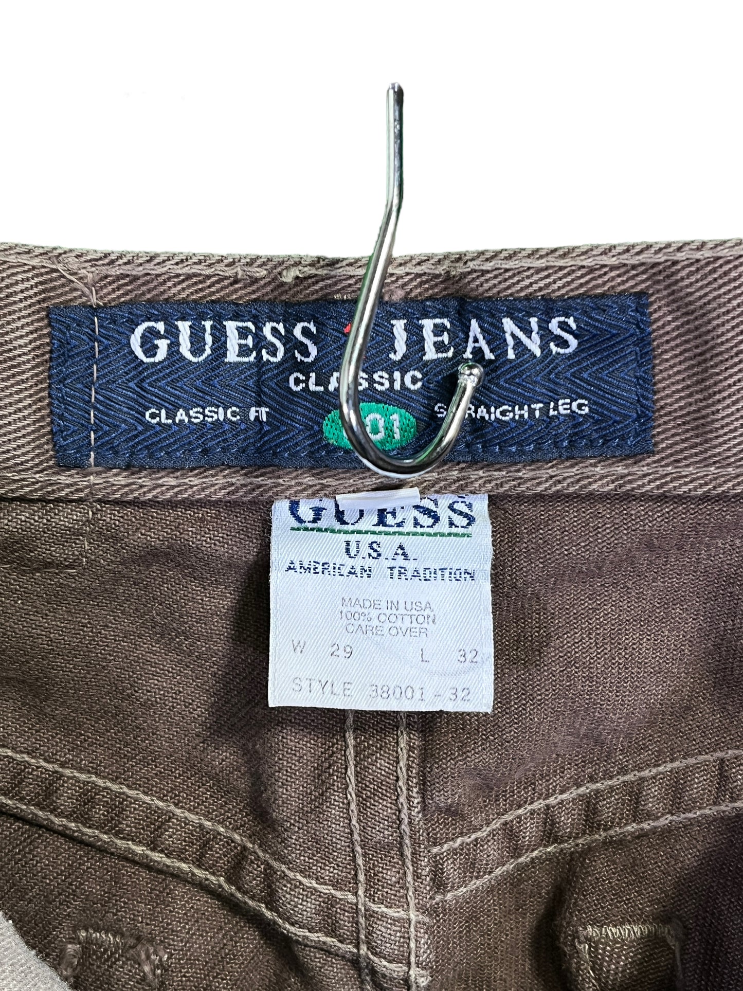 Vintage 90's Guess Jeans USA Brown Straight Leg Size 29x32