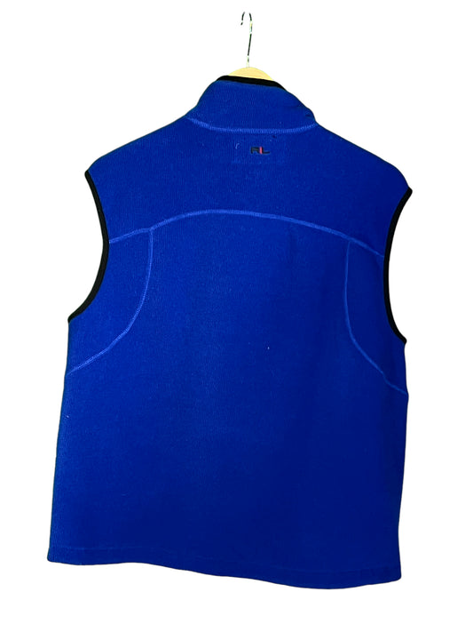 Vintage Polo Ralph Lauren RL Blue Fleece Zip Up Vest Size Large