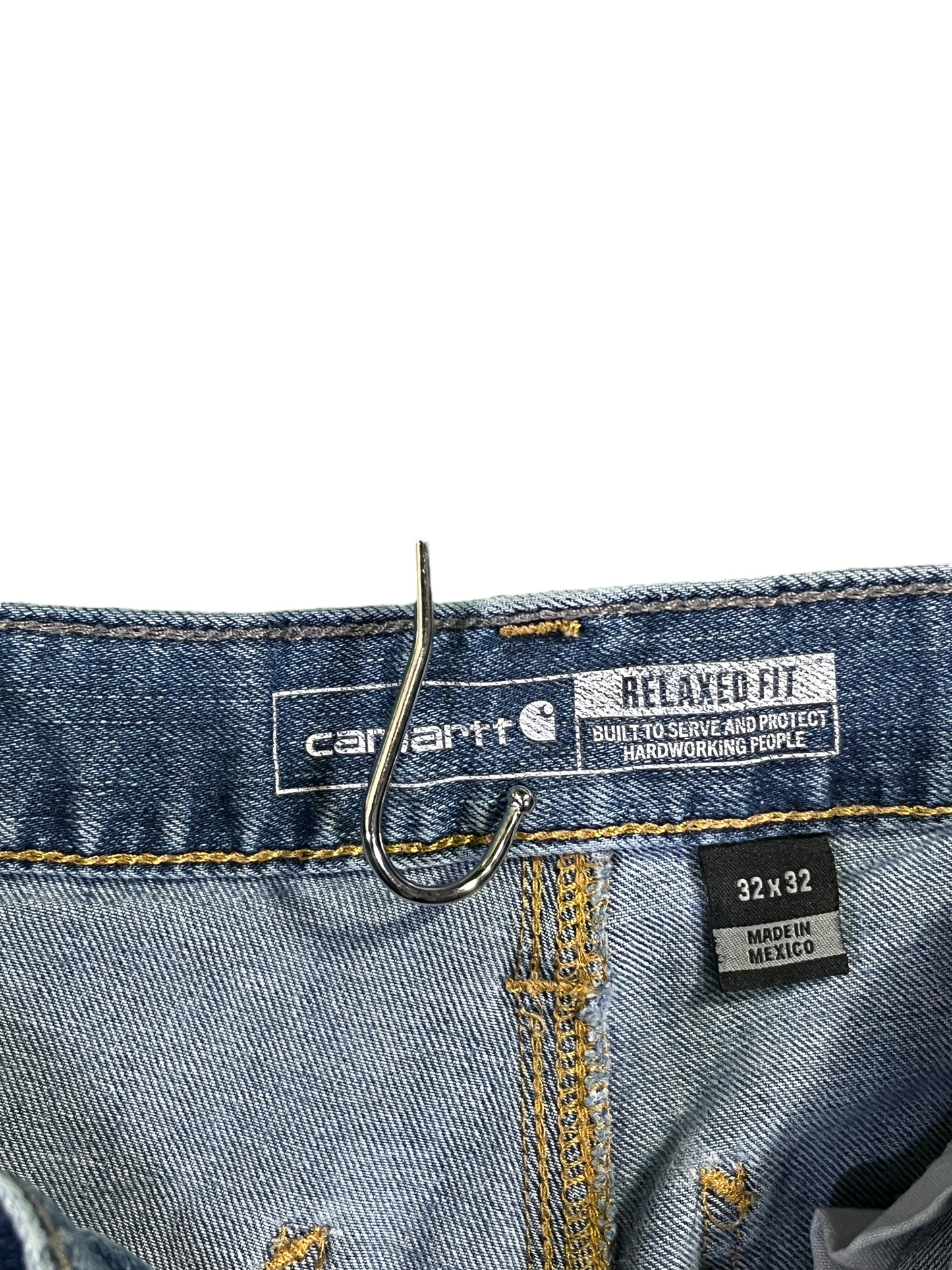 Carhartt Relaxed Fit Double Knee Dungaree Denim Jeans Size 32x32