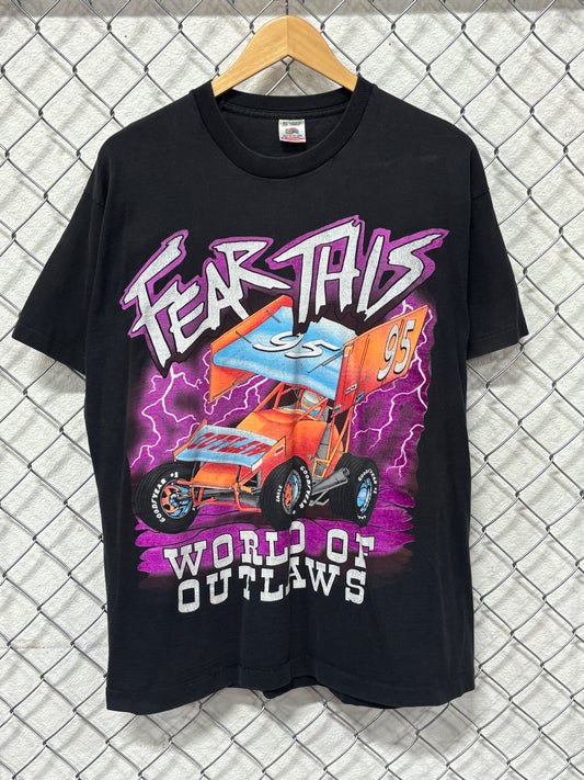 Vintage 90's World of Outlaws Big Print Racing Graphic Tee Size XL