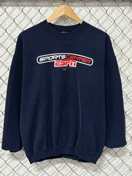 Vintage ESPN SportsCenter Navy Blue Crewneck Sweater Size XL
