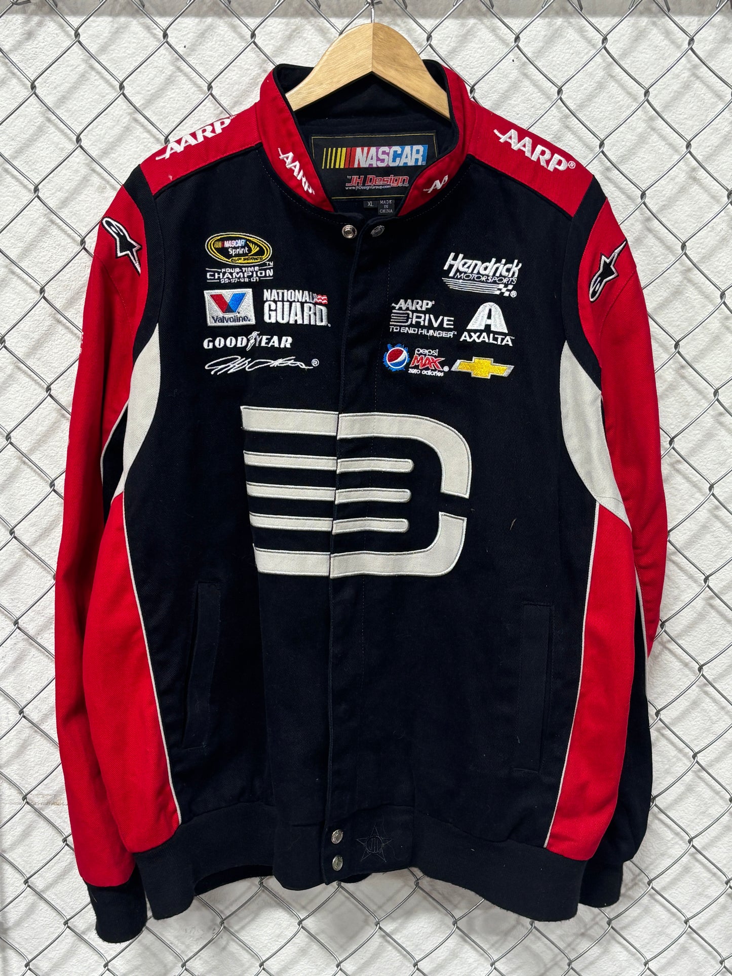 NASCAR Jeff Hamilton Jeff Gordon Black Red Racing Jacket Size XL