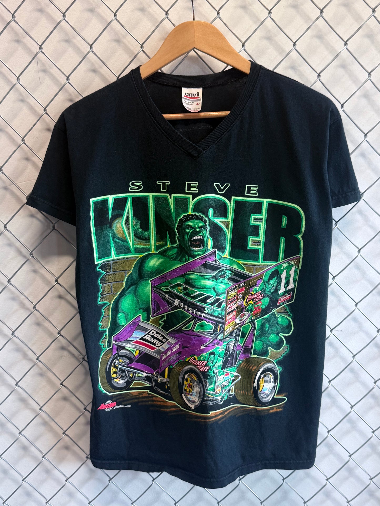 Vintage 90's Steve Kinser Big Print Racing Graphic Tee Size Large