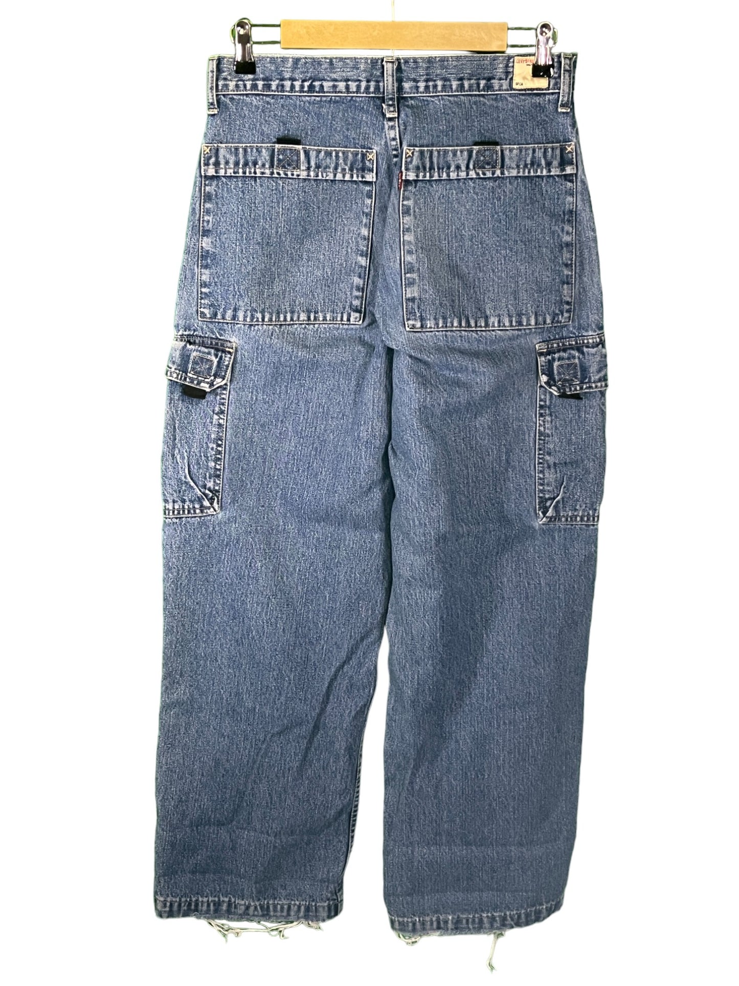 Vintage 90's Levi Red Tab Denim Cargo Jeans Wide Leg Size 32x29