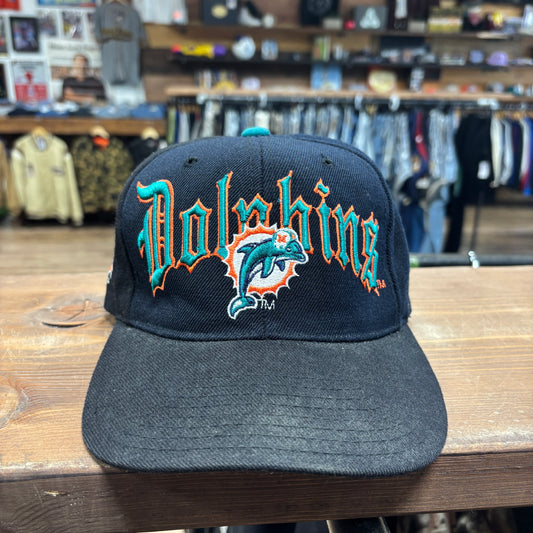Vintage 90's Drew Pearson Miami Dolphins Old English Script Snapback