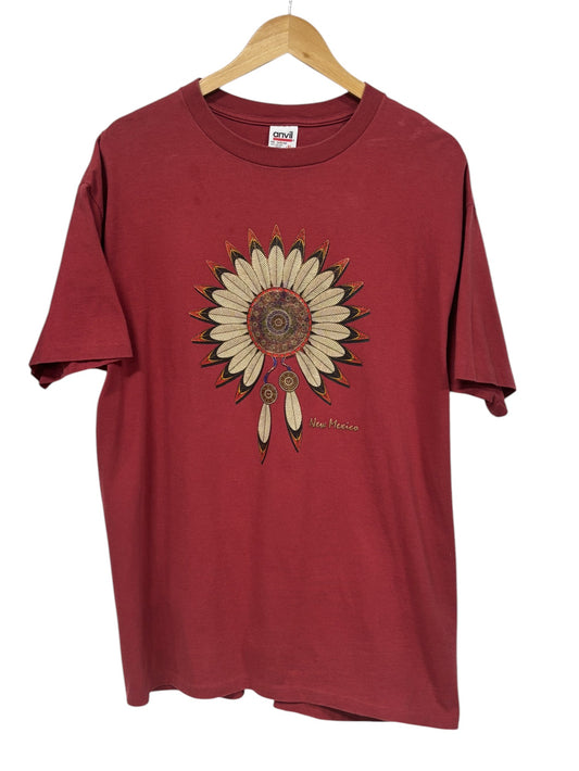 Vintage 90's New Mexico Tribal Art Graphic Tee Size XL