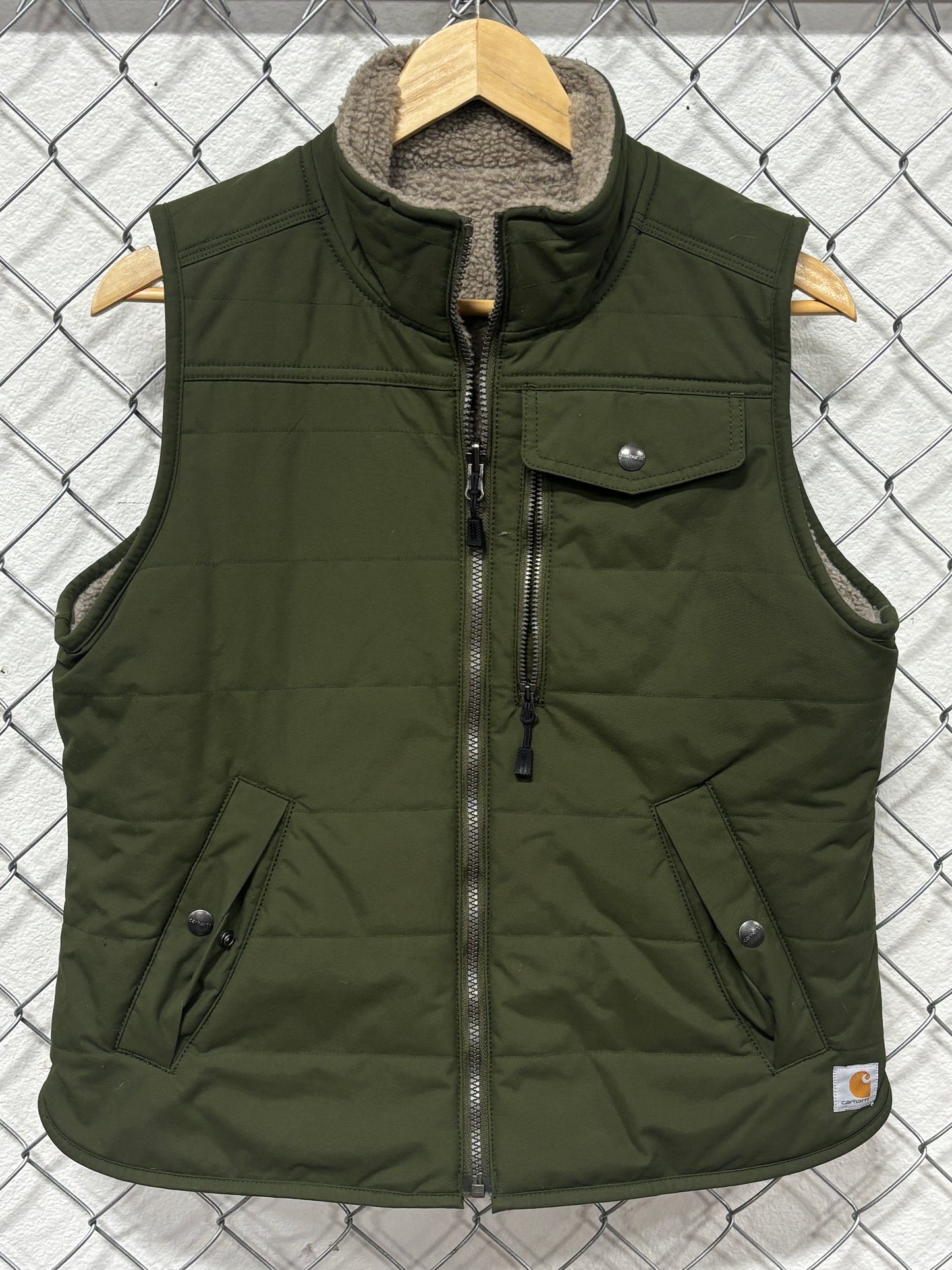 Carhartt Reversible Vest Sherpa Lined Green Size Small