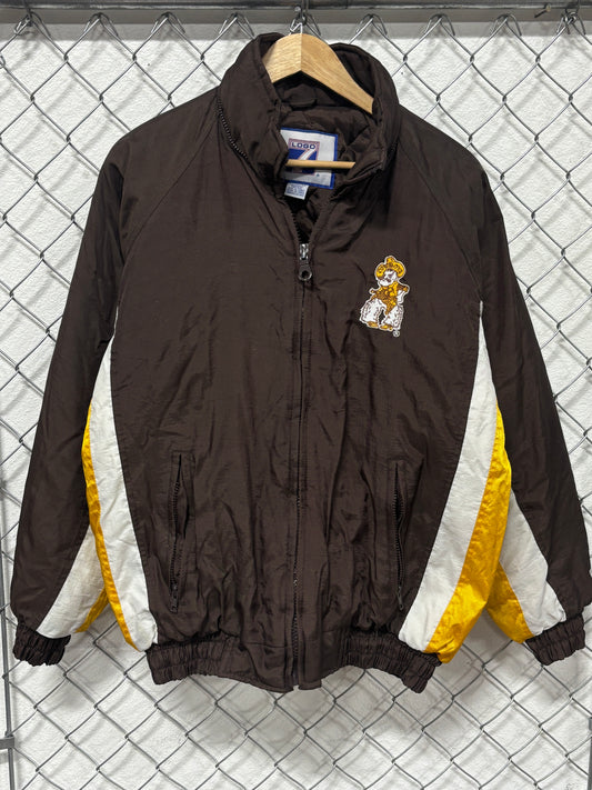 Vintage 90's Logo 7 Wyoming Cowboys Puffer Jacket Size Medium