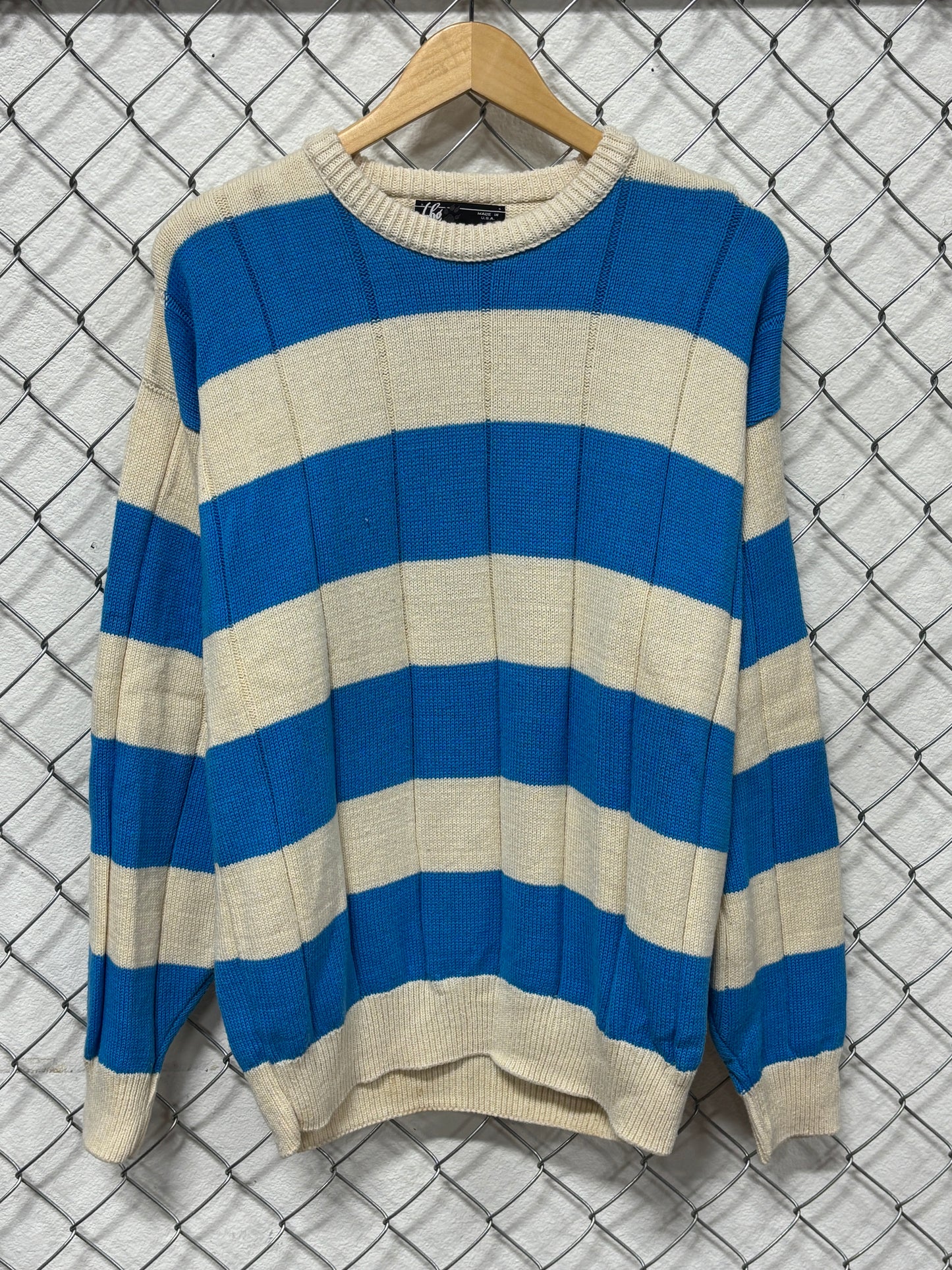Vintage Lobos by Pendleton Blue White Striped Sweater Size XL