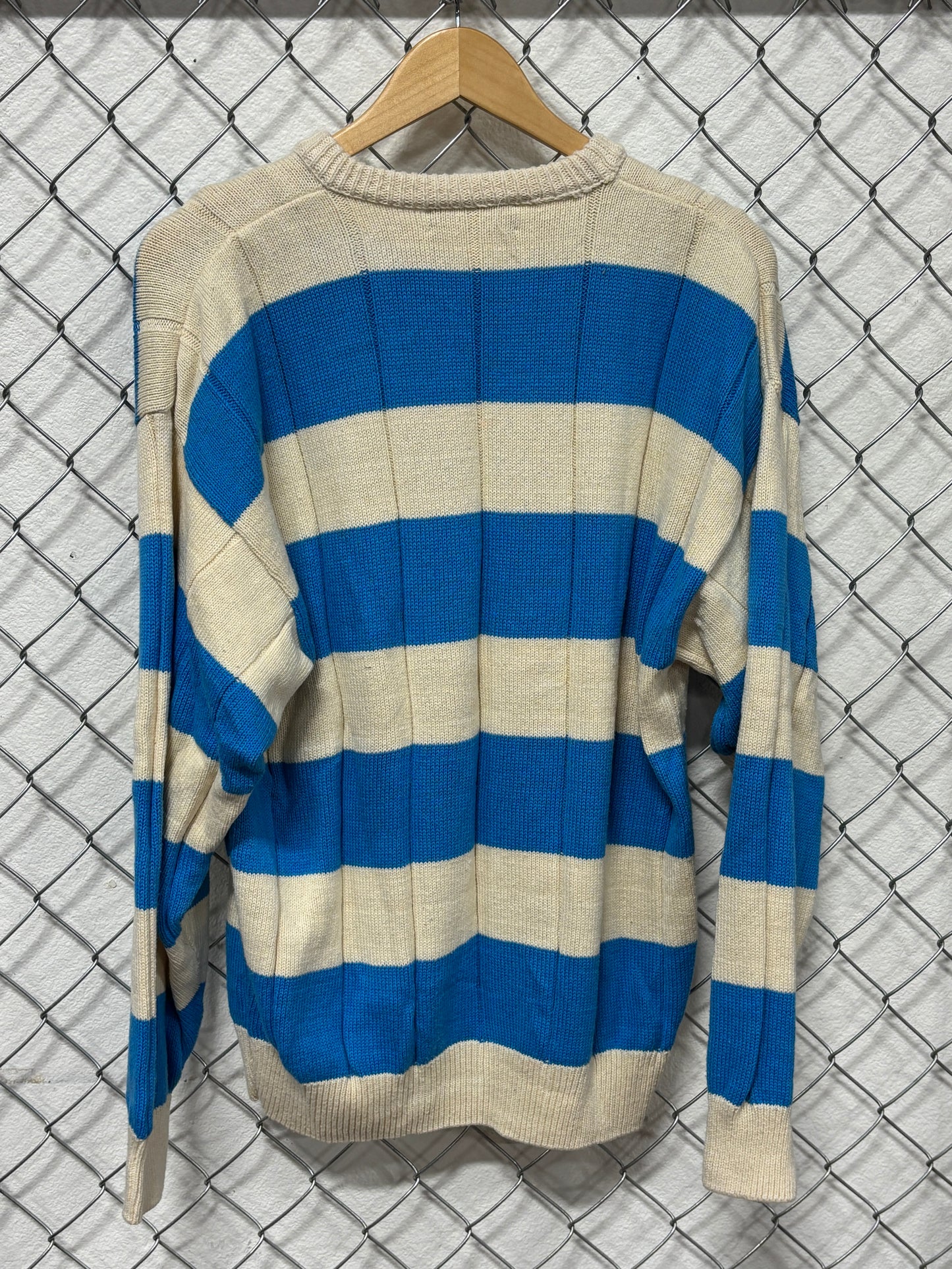 Vintage Lobos by Pendleton Blue White Striped Sweater Size XL
