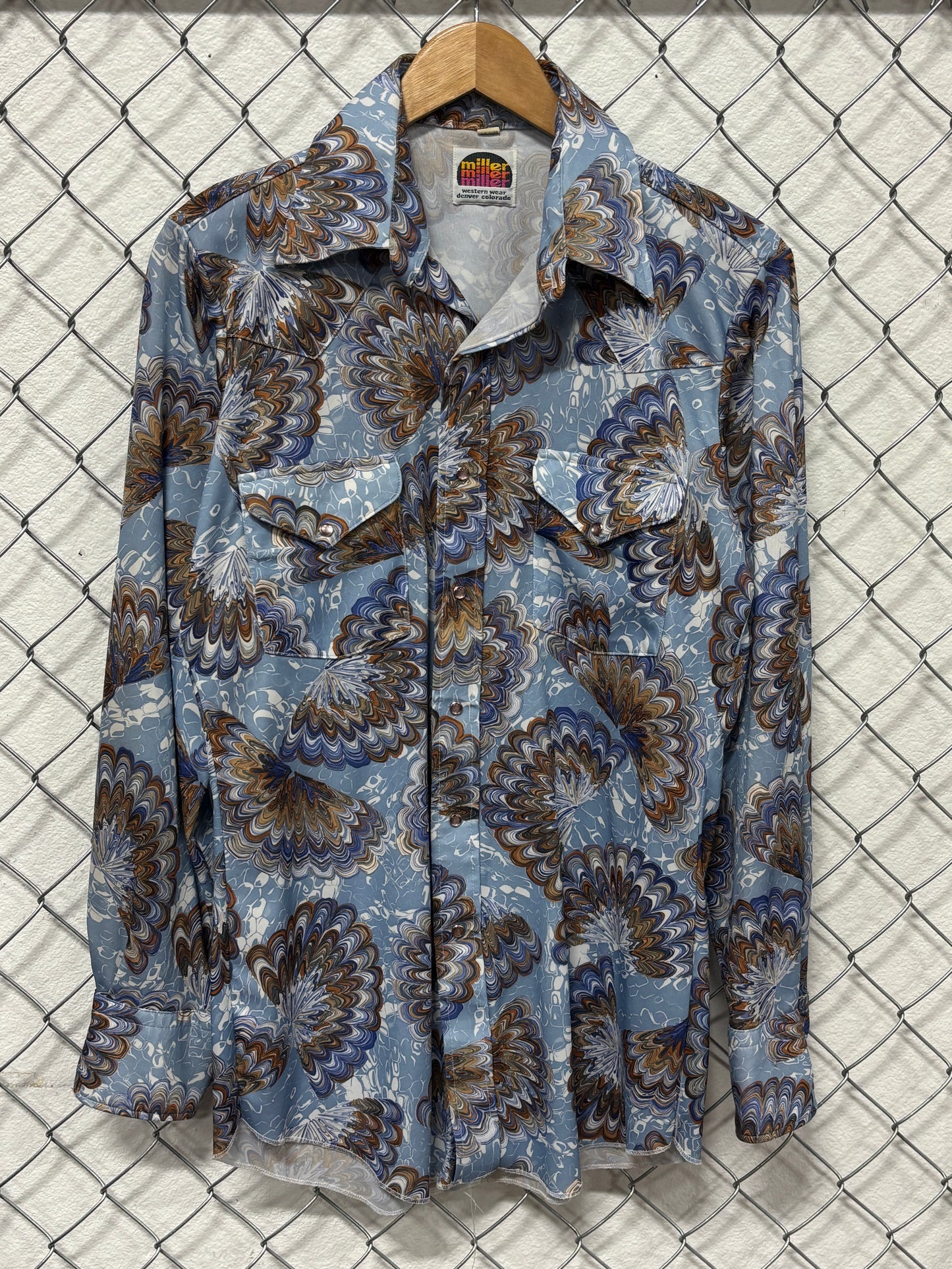 Vintage 80's Miller Pearl Snap Button Up Western Shirt Size Medium