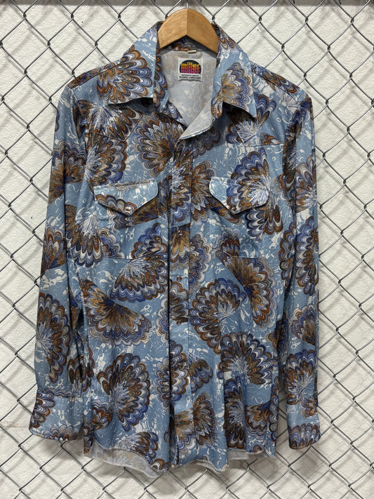 Vintage 80's Miller Pearl Snap Button Up Western Shirt Size Medium