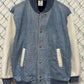 Vintage 90's Fruit of the Loom Denim Bomber Button Up Jacket Size Medium