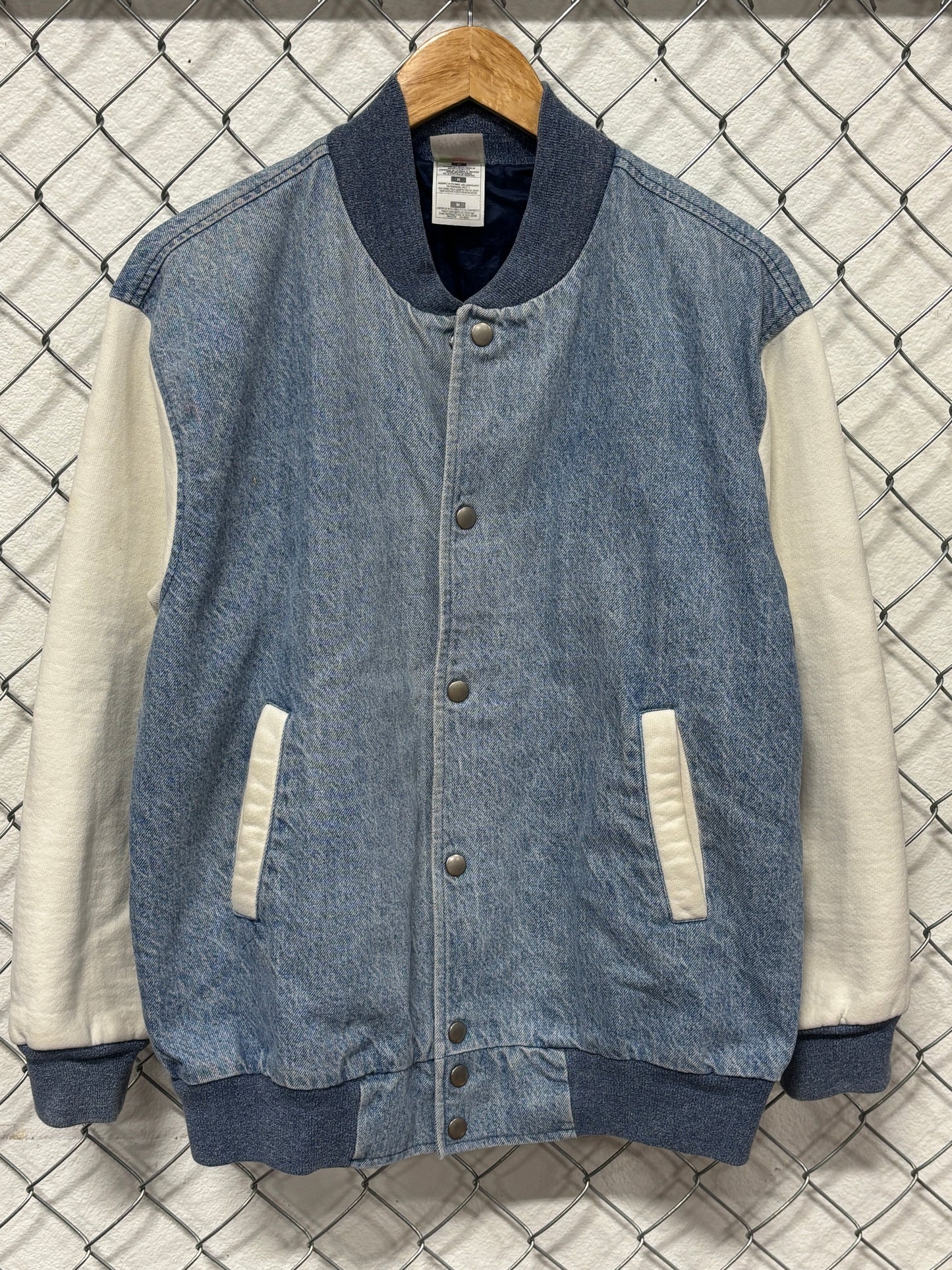 Vintage 90's Fruit of the Loom Denim Bomber Button Up Jacket Size Medium
