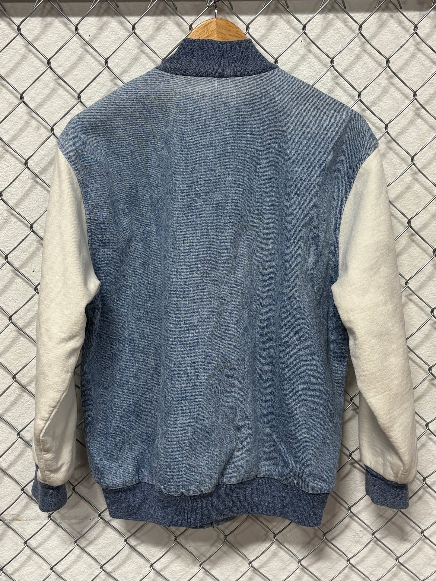 Vintage 90's Fruit of the Loom Denim Bomber Button Up Jacket Size Medium