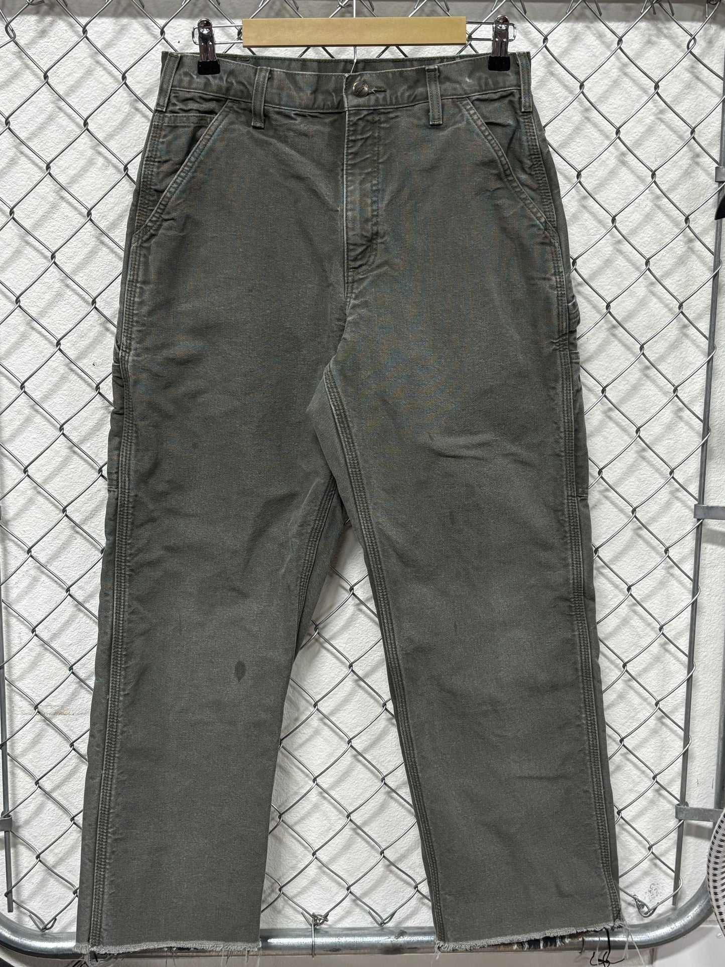 Vintage Carhartt Moss Green Blanket Lined Carpenter Pants Size 32x32