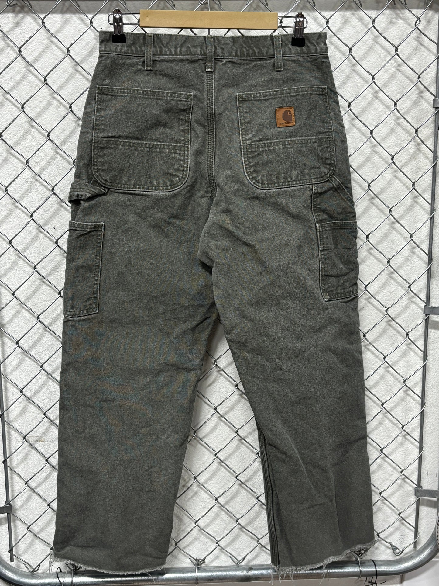 Vintage Carhartt Moss Green Blanket Lined Carpenter Pants Size 32x32