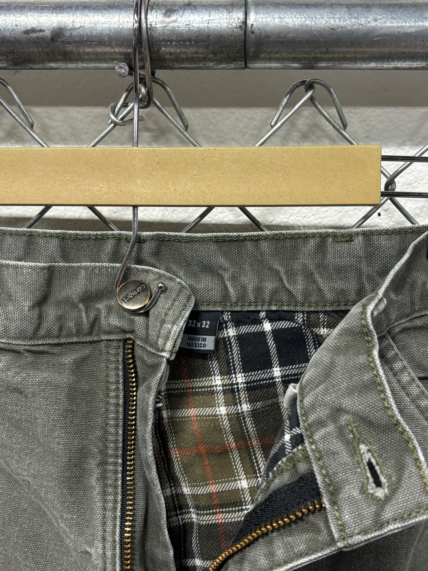 Vintage Carhartt Moss Green Blanket Lined Carpenter Pants Size 32x32