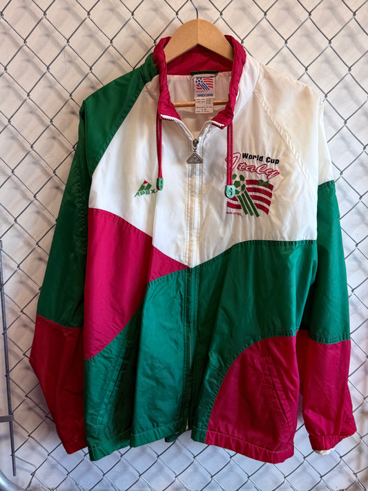 Vintage 90's Apex One Italy World Cup Soccer Futboll Jacket Size Large