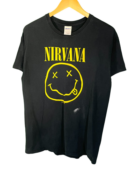 Vintage 00's Nirvana Flower Sniffin Band Logo Graphic Tee Size Medium