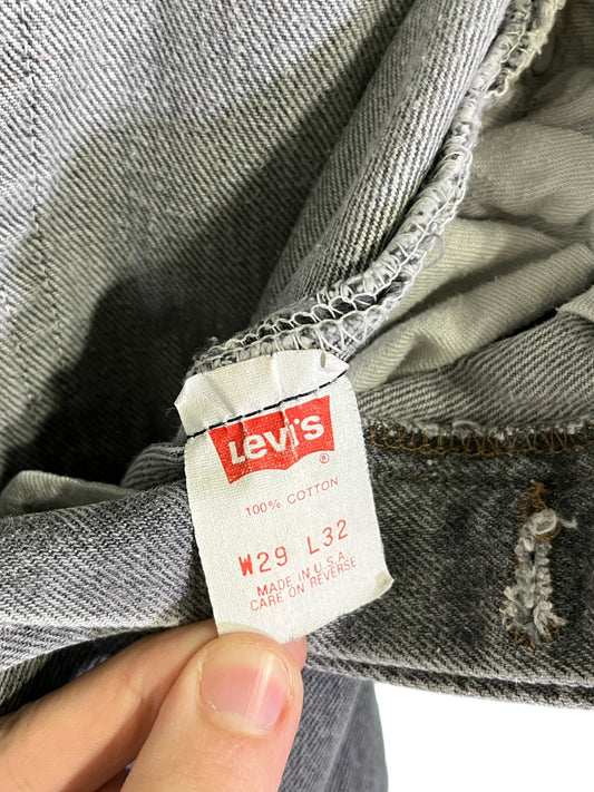Vintage Levi's 90's Made in USA Black Faded Denim Jeans 501 Size 28x30