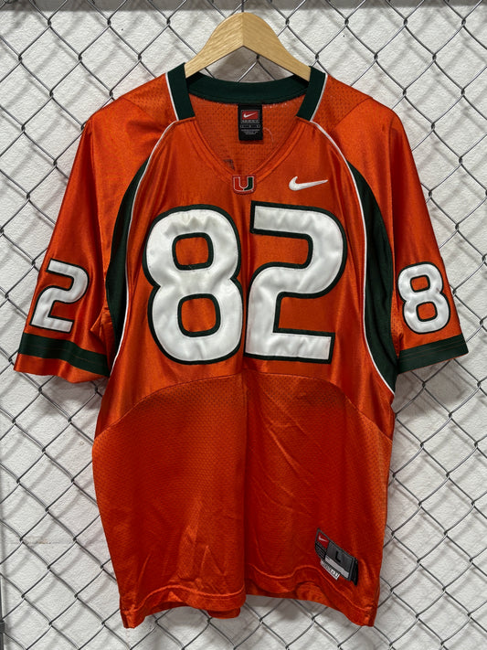 Vintage Nike University of Miami Football Jersey Greg Olsen #82 Size Large