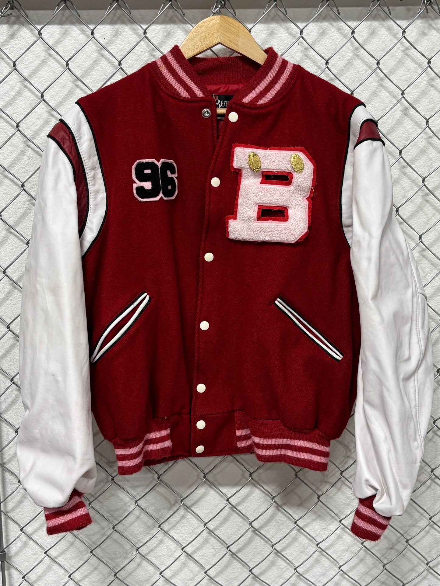 Vintage 80's Red Letterman Bulldog Varsity Jacket Size XL