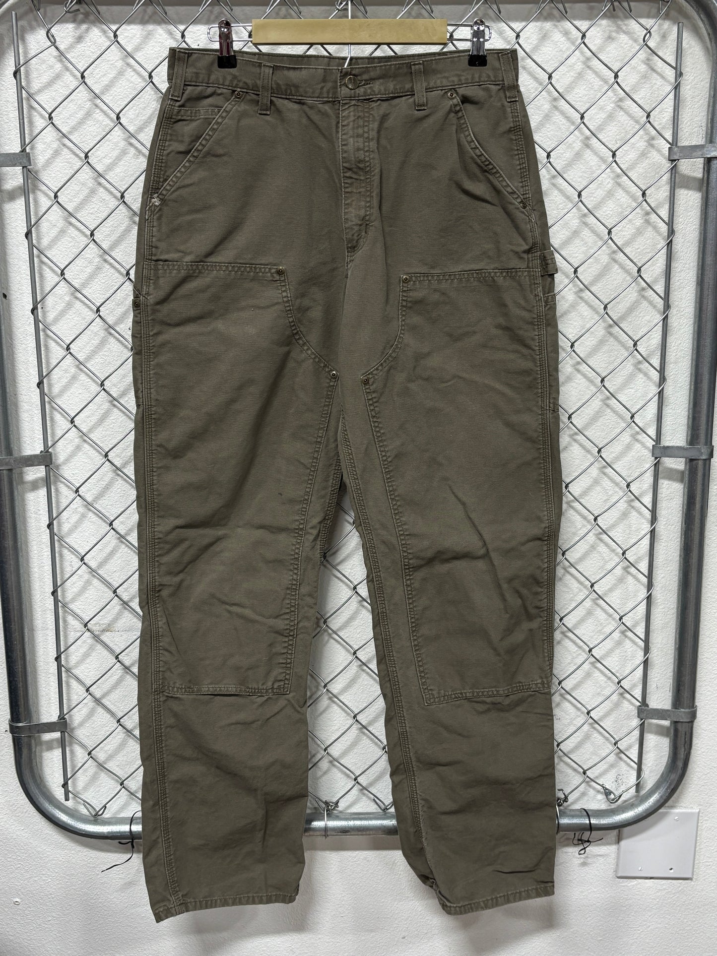 Vintage Carhartt Moss Green Double Knee Carpenter Pants Size 33x33