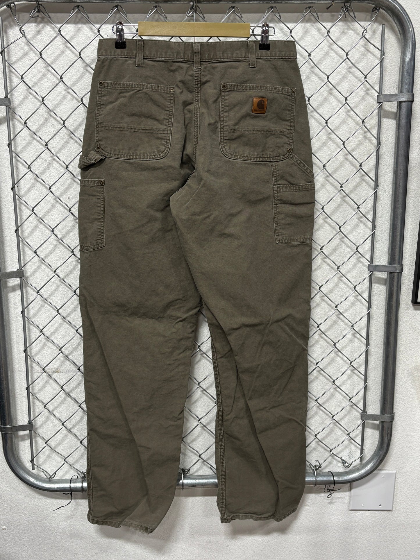 Vintage Carhartt Moss Green Double Knee Carpenter Pants Size 33x33