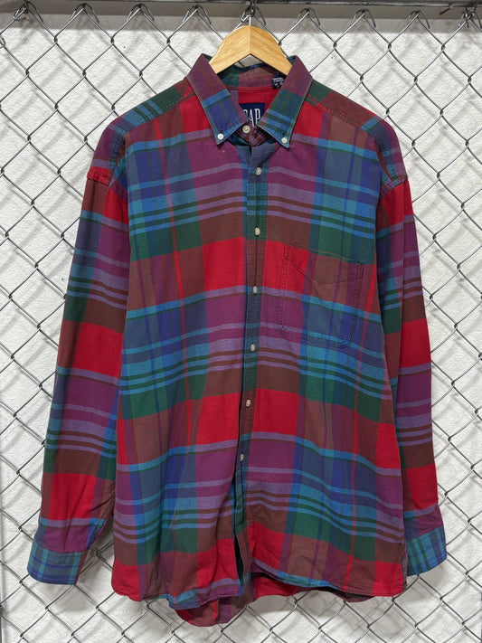 Vintage 90's GAP Multicolor Flannel Button Up Shirt Size Large