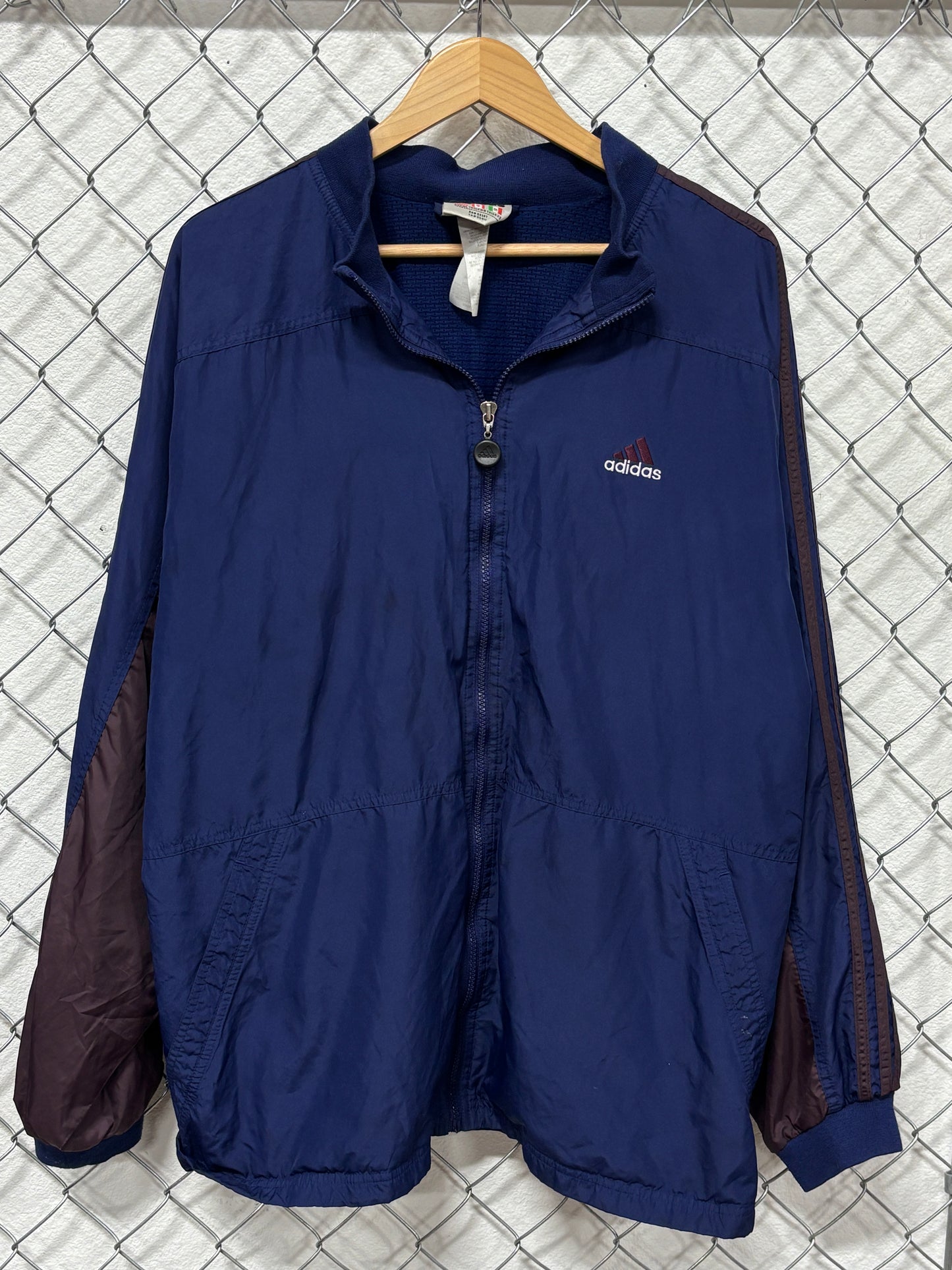 Vintage 90's Adidas Striped Blue Windbreaker Jacket Size XL