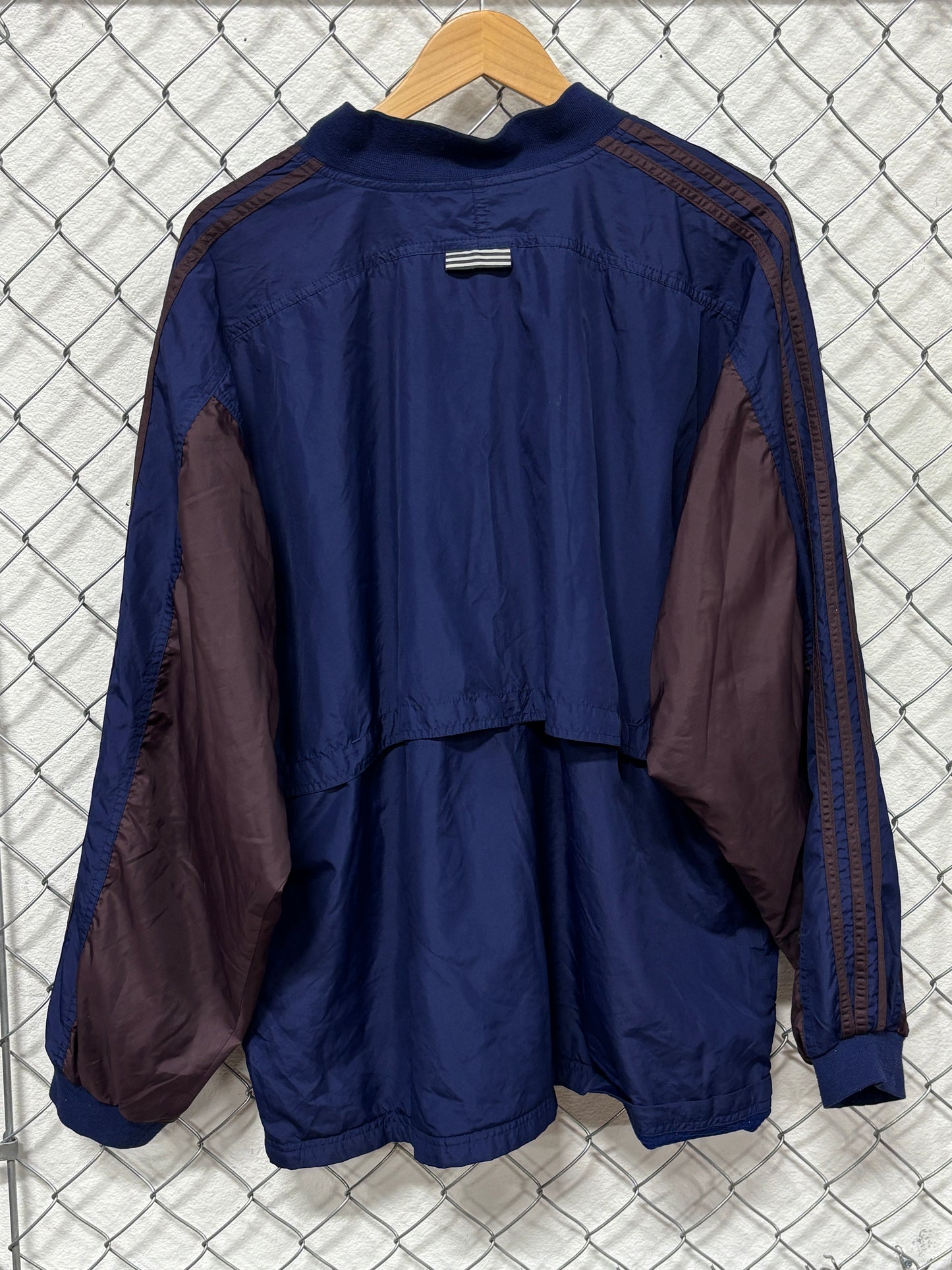 Vintage 90's Adidas Striped Blue Windbreaker Jacket Size XL