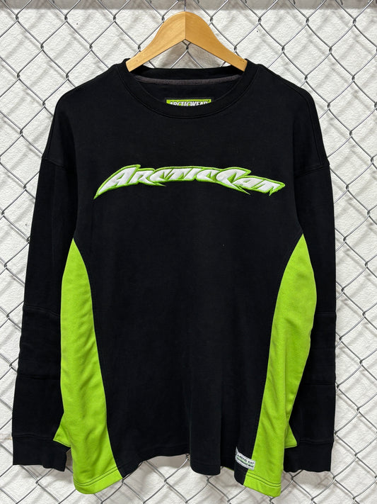 Vintage Arctic Cat Snowmobile Black Crewneck Sweater Size Large